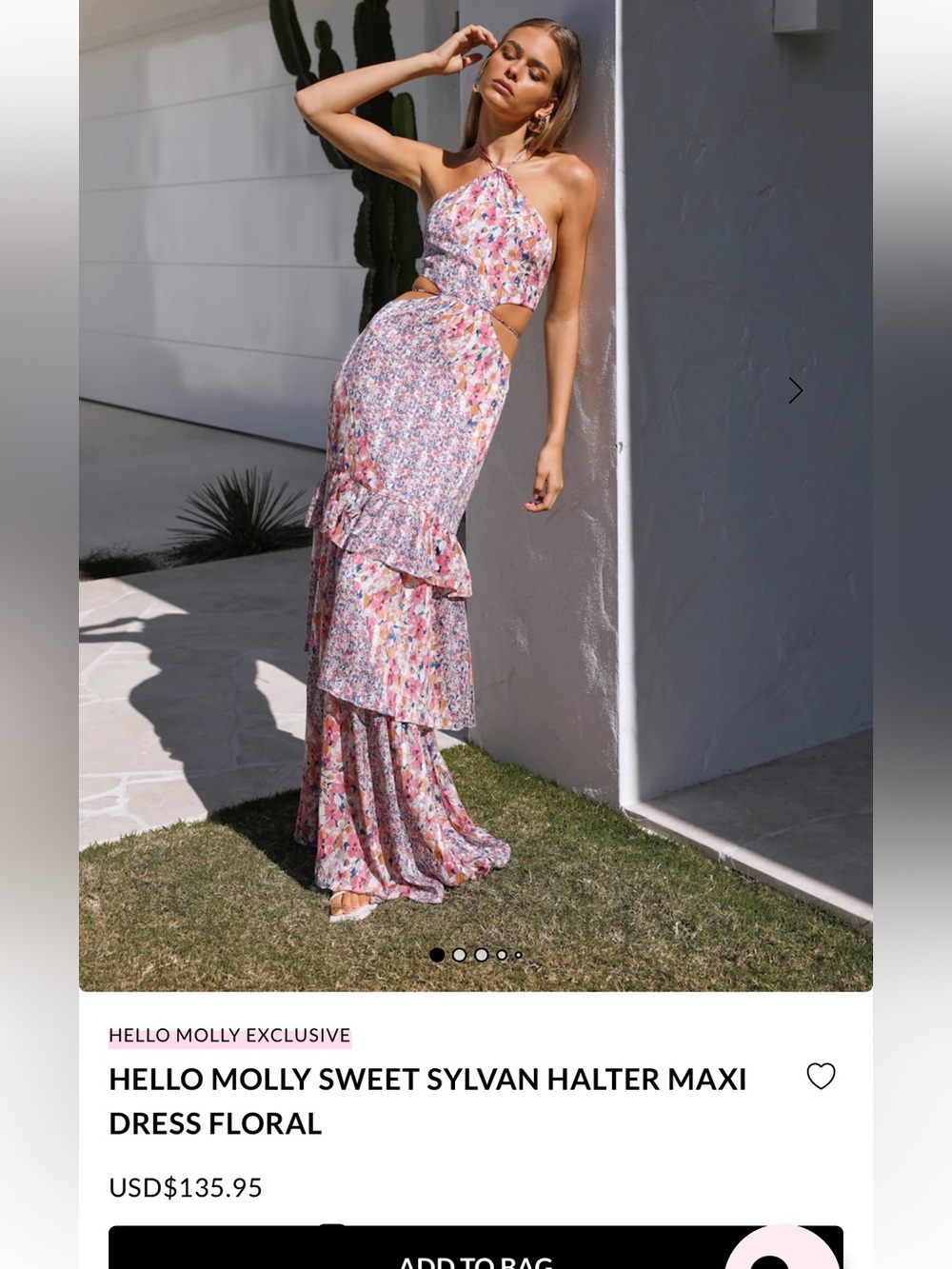 Hello Molly Floral Sweet Sylvan Halter Maxi Dress - Pink Multi